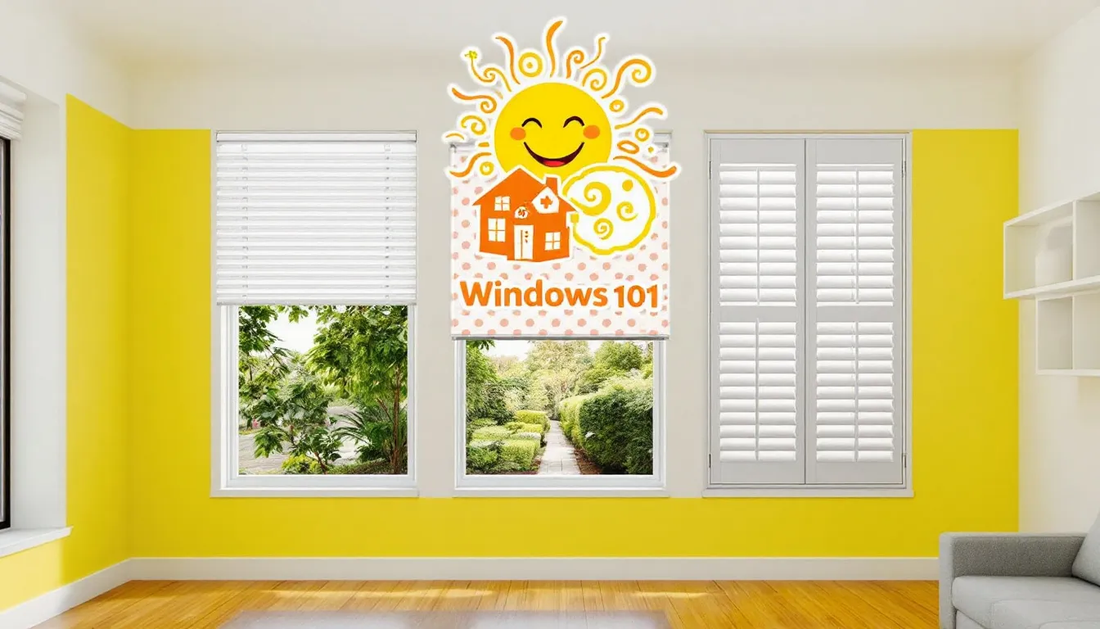 Bright room with blinds, shades, and shutters for window treatment comparison.